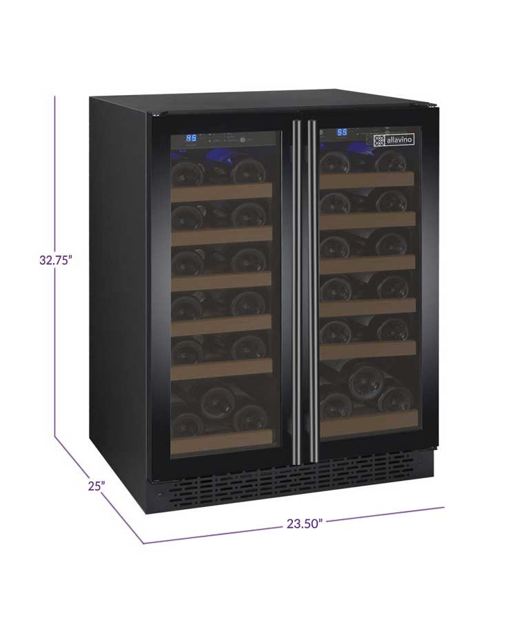 Allavino 24 Wide FlexCount II Tru-Vino 36 Bottle Dual Zone Black Wine Refrigerator VSWR36-2BF20